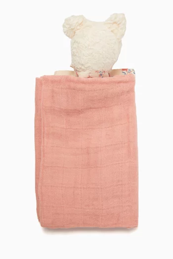 دمية دب وقماش ناعم للحضن قطن عضوي