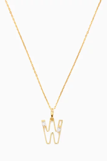 Letter 'W' Initial Pendant Necklace in 18kt Gold