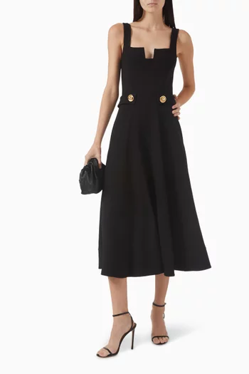 Fiore Flare-skirt Midi Dress in Wool