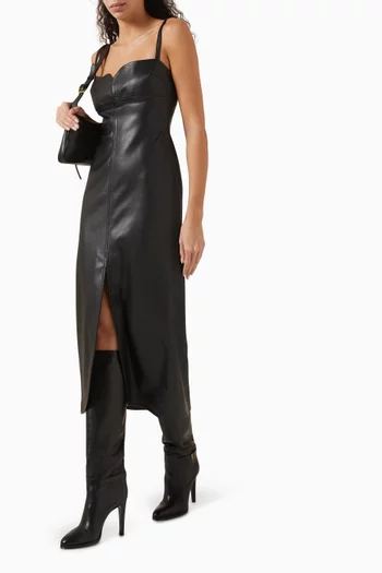 Jaline Midi Dress in Vegan Leather