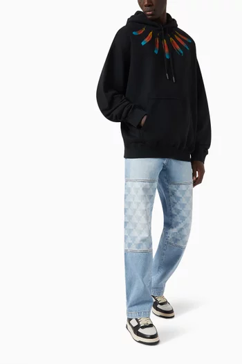 Feather-motif Hoodie in Cotton