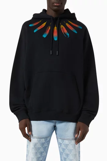 Feather-motif Hoodie in Cotton
