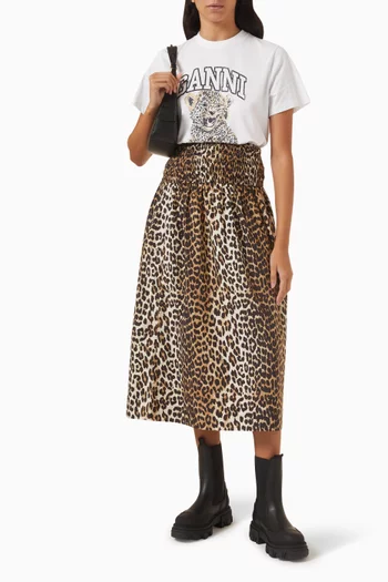 Leopard-print Relaxed T-shirt in Organic Cotton-jersey