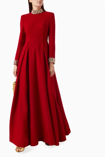 Embellished Turtleneck Gown in Lyons Velvet