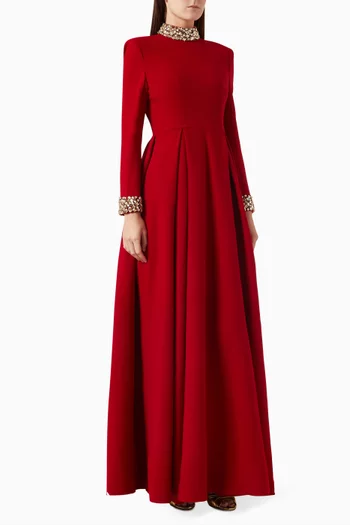 Embellished Turtleneck Gown in Lyons Velvet