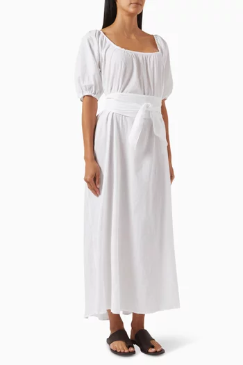 Vivi Belted Maxi Dress in Cotton
