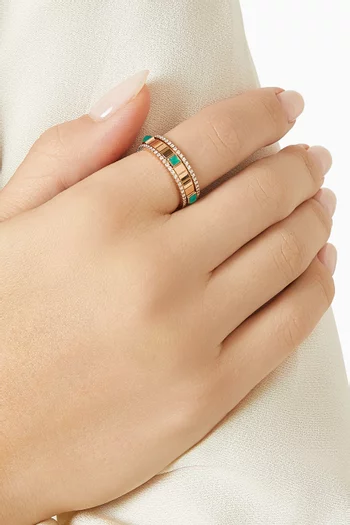 Life Green Agate & Diamond Ring in 18kt Rose Gold