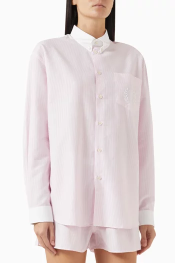 H&W Crest Striped Oversized Shirt in Oxford Cotton