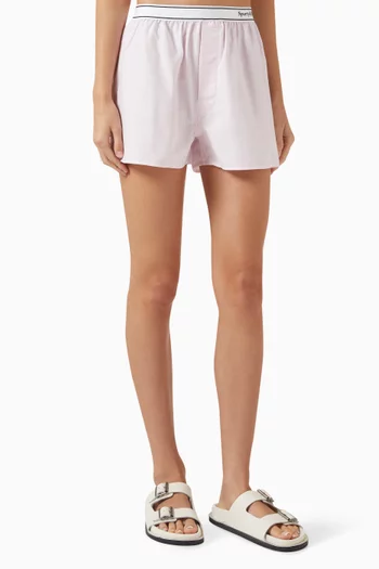 Serif Logo Striped Boxer Shorts in Oxford Cotton