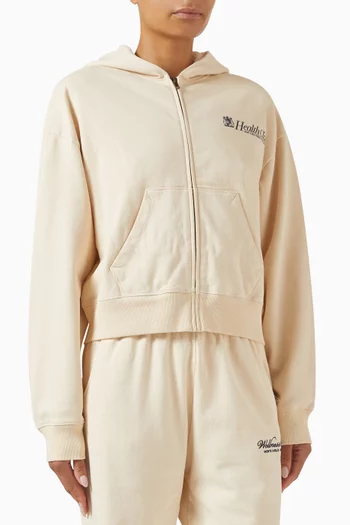 Lion Health Cropped Zip Hoodie in Cotton