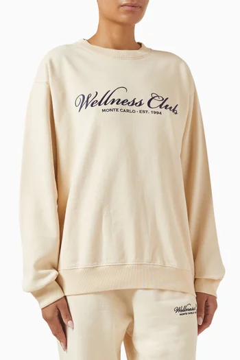 Wellness Club Embroidered Sweatshirt in Cotton-fleece