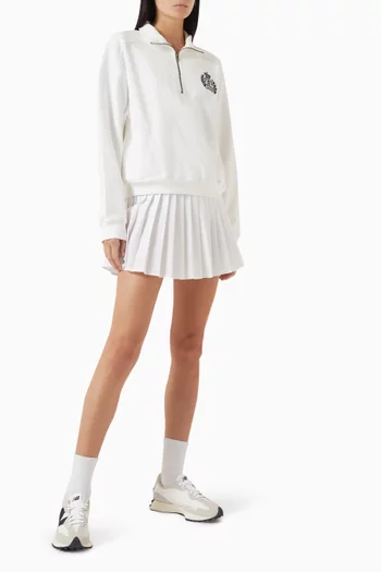 H&W Crest Embroidered Quarter Zip Sweatshirt in Cotton-fleece
