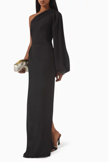 One-shoulder Column Gown in Crepe