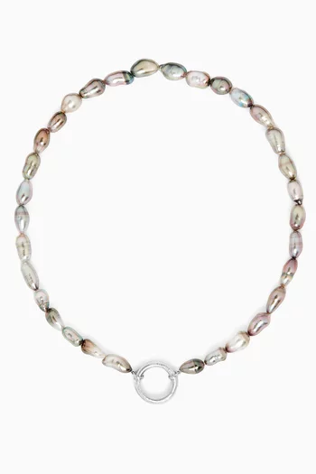 Keshi Pearl & Diamond Choker Necklace in 18kt White Gold