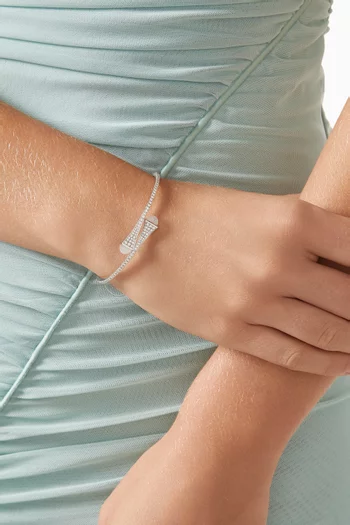 Cleo Diamond & Moonstone Midi Slip-on Bracelet in 18kt White Gold