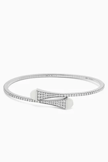 Cleo Diamond & Moonstone Midi Slip-on Bracelet in 18kt White Gold