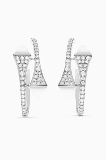 Cleo Diamond & Agate Small Hoop Earrings in 18kt White Gold