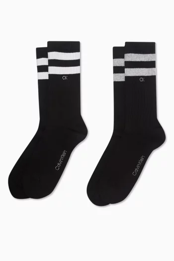Striped Socks in Cotton-blend, Pack of 2