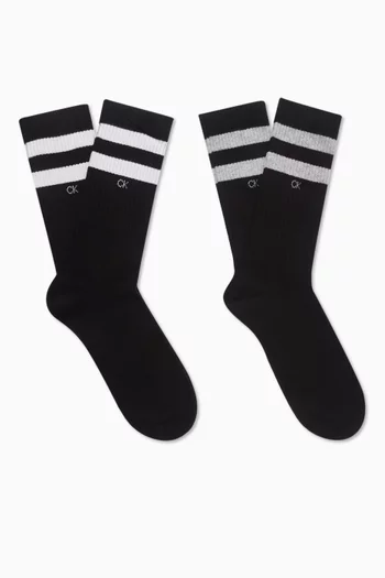 Striped Socks in Cotton-blend, Pack of 2