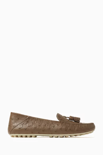 Dot Sole Walk Mocassins in Ostrich Leather