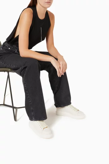 Oversized Sneakers in Grainy Leather