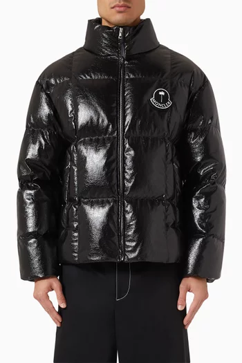 x Palm Angels Simoom Puffer Jacket in Coated Technical Fabric