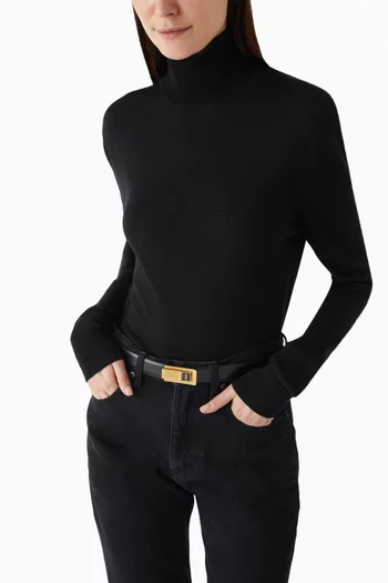 Charniere Buckle Belt in Smooth Leather