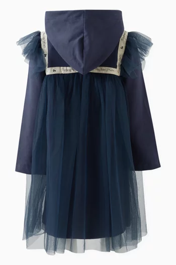 Greta Hoodie Dress in Tulle & Cotton