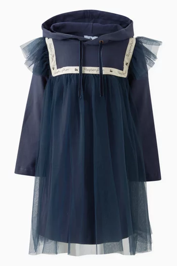 Greta Hoodie Dress in Tulle & Cotton