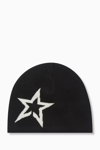 قبعة بيني بتطريز نجوم صوف مارينو 