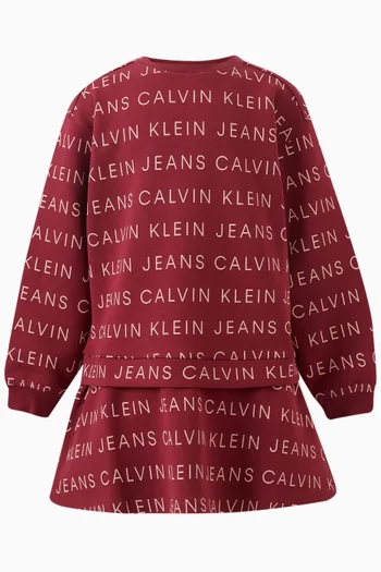 Buy Calvin Klein Red Oversized Logo Sweatshirt Dress in Fleece For Girls Online Ounass Bahrain