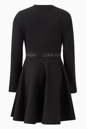Logo Tape Flared Dress