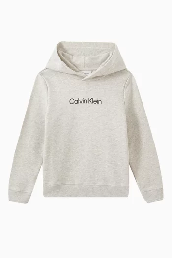 Buy Calvin Klein Grey Logo Hoodie in Cotton terry For Boys Online Ounass Bahrain
