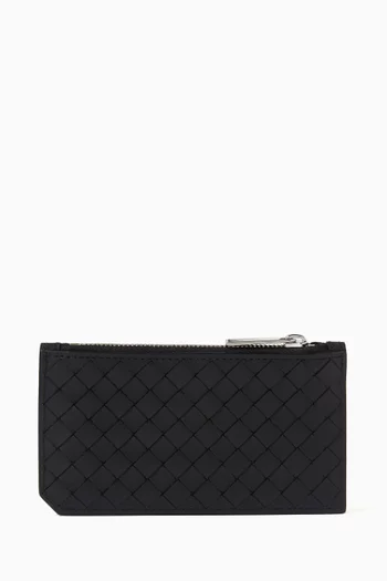 Buy Bottega Veneta Black Piccolo Zipped Card Case in Intrecciato Leather For Men Online Ounass Bahrain