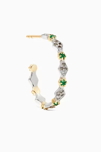 Ava Diamond & Emerald Single Hoop Earring in 9kt Gold