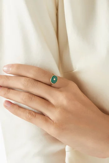 Orso Green Onyx & Diamond Ring in 9kt Gold