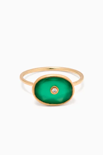 Orso Green Onyx & Diamond Ring in 9kt Gold