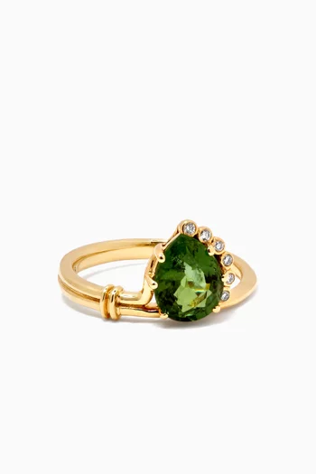 Sun N2 Green Tourmaline & Diamond Ring in 18kt Gold