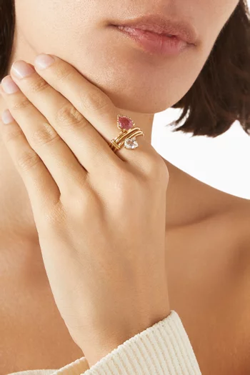 Sun N4 Pink Tourmaline & Diamond Ring in 18kt Gold