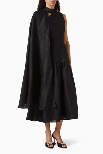 فستان متوسط الطول بكاب جاكار