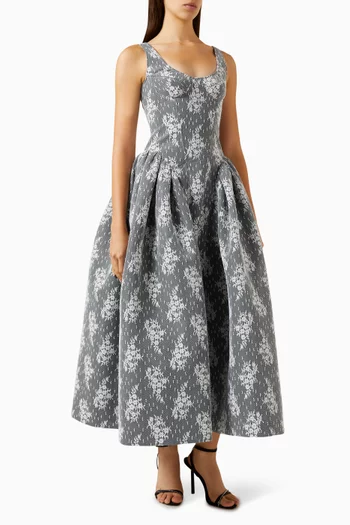 Francine Sleeveless Midi Dress in Lace & Mesh