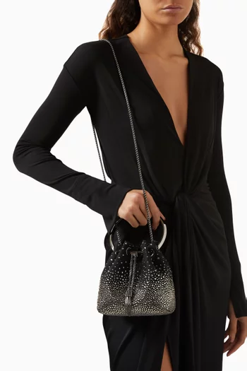 Bon Bon Crystal-embellished Bucket Bag in Mesh