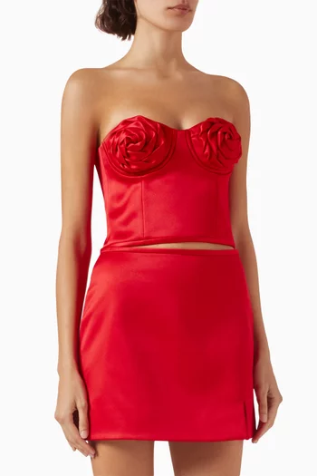 Rose Strapless Corset Top in Satin