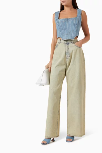 Faded Wide-leg Jeans in Denim