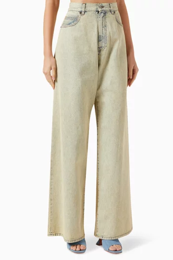 Faded Wide-leg Jeans in Denim