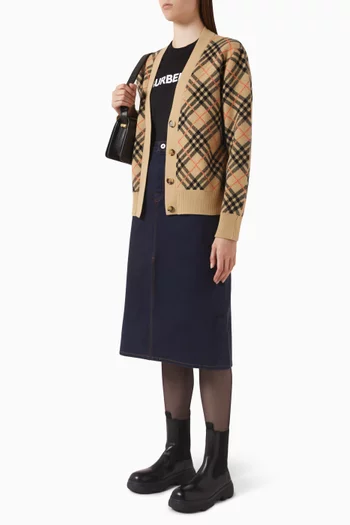 Check-pattern Cardigan in Cashmere