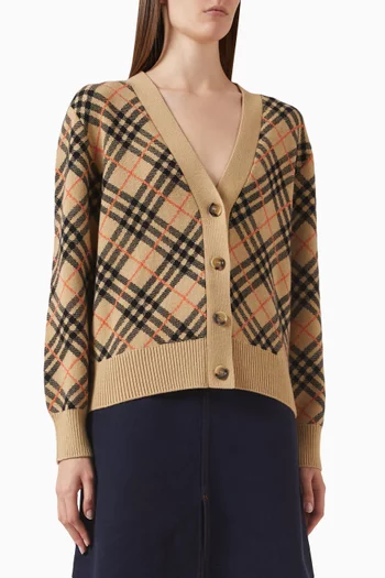 Check-pattern Cardigan in Cashmere