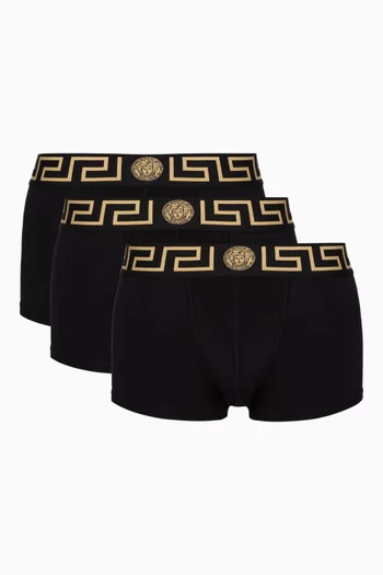 Greca Border Trunks in Stretch Cotton, Set of 3