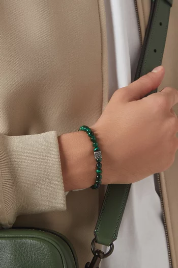 سوار بخرز من حجر عين النمر ومكعب بأحرف الماركة فضة إسترلينية