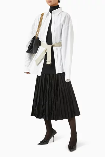Creased Pleated Midi Skirt in Wool